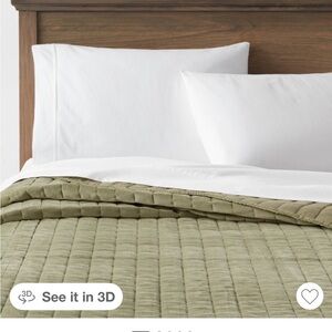 Threshold King Velvet Channel Stitch Quilt, Green